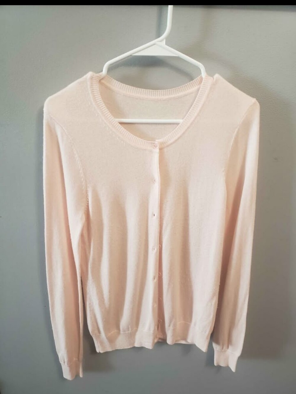 Light Pink Women's Button-Front Sweater Cardigan